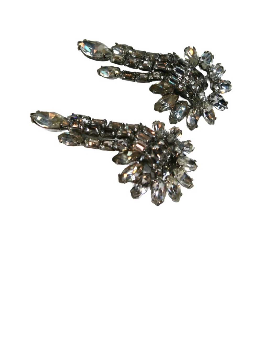 Vintage Weiss Clip Rhinestone Dangle Earrings - Picture 2 of 6
